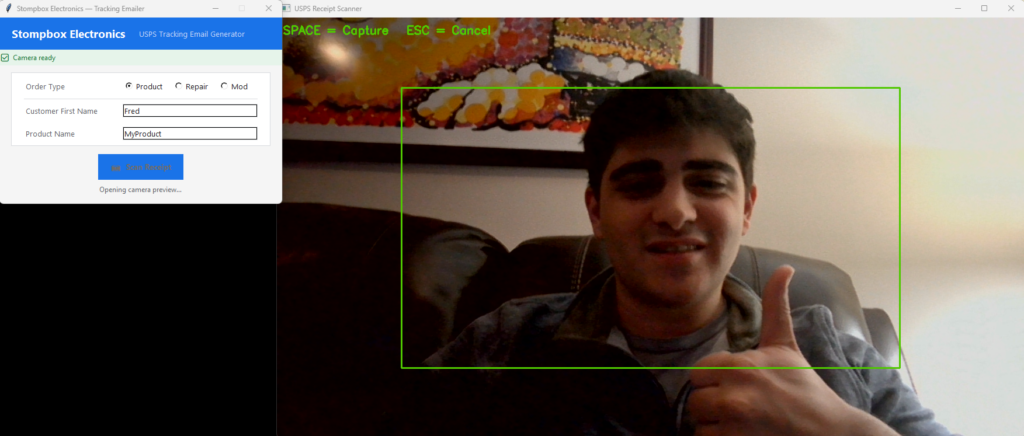 Testing the camera interface. Cheese!